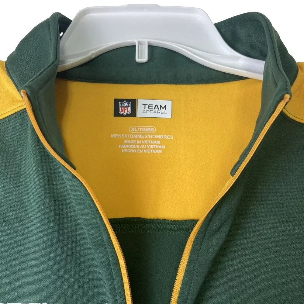 Green Bay Packers Football NFL Team Apparel 1/4 Zip Lightweight Pullover Mens XL
